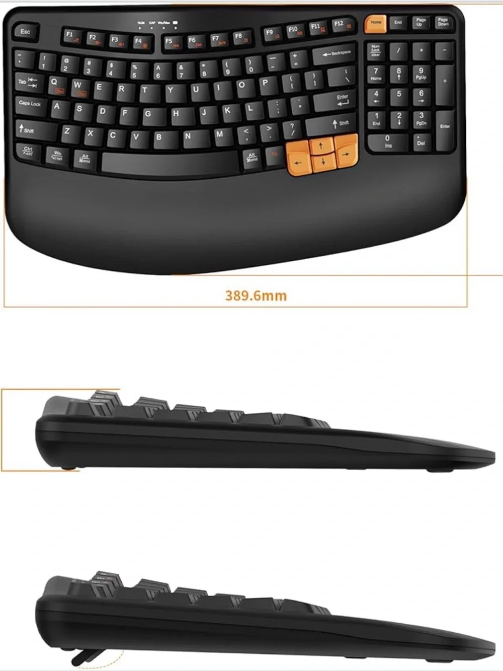 RECCAZR || Ergonomic Wireless Keyboard with Orange Accent Keys